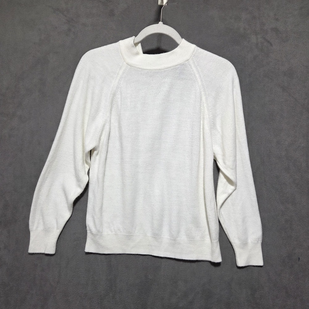 Designers Originals‎ Luxelon Womans Sweater Sz Petite Sm 100% Acrylic White 90s